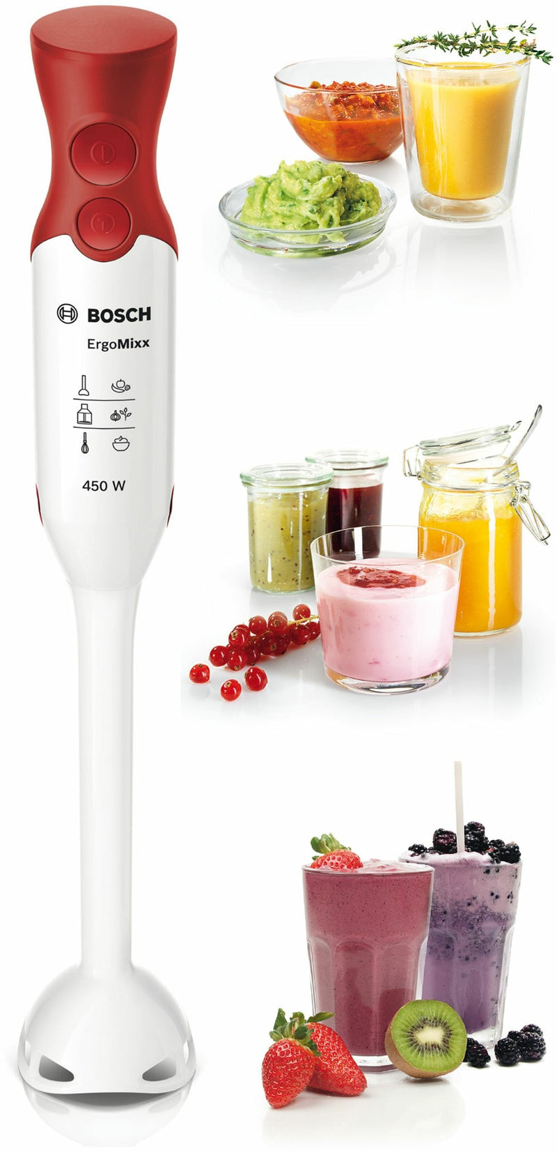 Bosch Ergomixx MSM64010 Blender Inmersión 450W Red + Glass