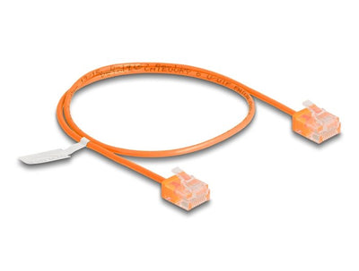 Delock RJ45 Network Cable CAT.6 UTP Ultra Slim 0,5M Orange With Kurzen Machon — image 1
