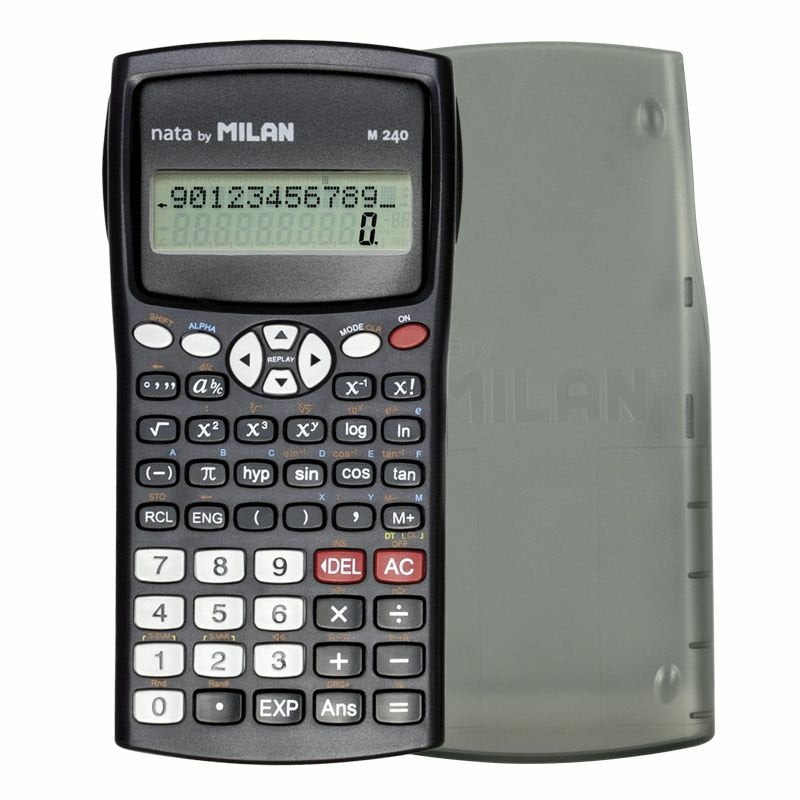 Milan M240 Calculator Cientifica 10 + 2 Digitos - Screen 2 Lineas - 240 Funciones Integradas Incluyendo 124 Ci