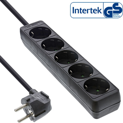 Inline Power Strip Type F 5 Ports + Seguro Children Black 1.5M — image 1
