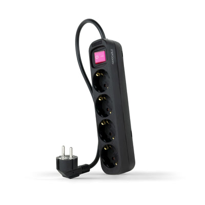Nanocable Power Strip Protection With 4 Shuckos - Cable 1.40M - Switch On/Off - Black — image 1