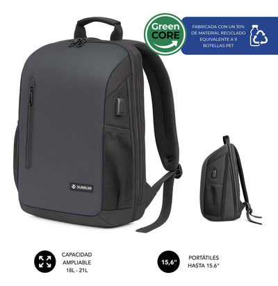 Subblim Backpack Xpand Air Padding Backpack Laptops Up To 15.6' Port USB Black — image 1