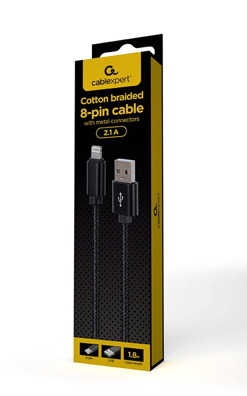 Gembird Cable Trenzado Algodón 8 Pines With Connectors Metálicos, 1,8M, Black CCDB-MUSB2B-AMLM-6 — image 1