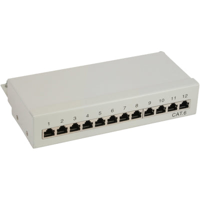 Inline Patch Panel CAT.6 12 Ports Assembly Desk/Wall Grey Claro RAL7035 — image 1