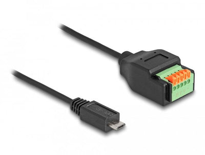 Delock Adapter USB 2.0 , Connector Micro-usb Bloque Terminals 5 Pines Black 15CM — image 1