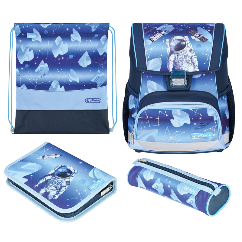 Herlitz Loop Plus Cosmic Explorer Set Of Backpack School Child Poliéster Blue Oscuro