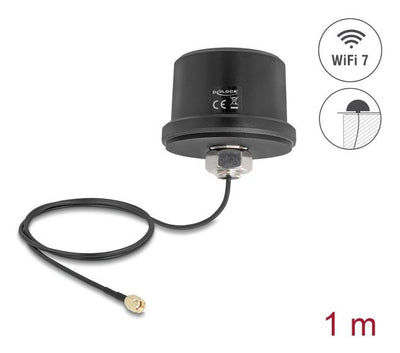 Delock Wi-Fi 7 Antenna Rp-sma Connector Male 3,1 - 3,5 dBi Omnidirektional With Cable Connection ULA100 1M Ass — image 1