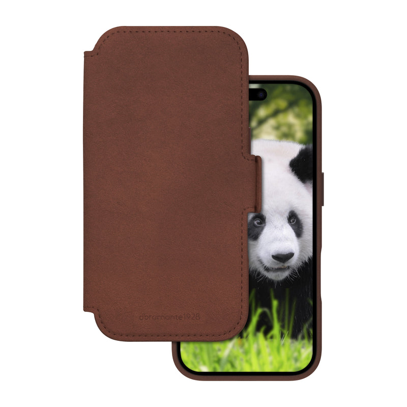 DBRAMANTE1928 Lynge Case With Cover Phone Mobile Phone Compatibilidad With Magsafe Leather Grano Entero Bronce