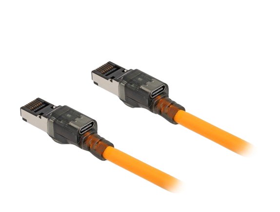 Delock 80403 Network Cable RJ45 With Función Buscador Port USB Type-c™ Self Tracing CAT.6A S/FTP 0,5M Orange