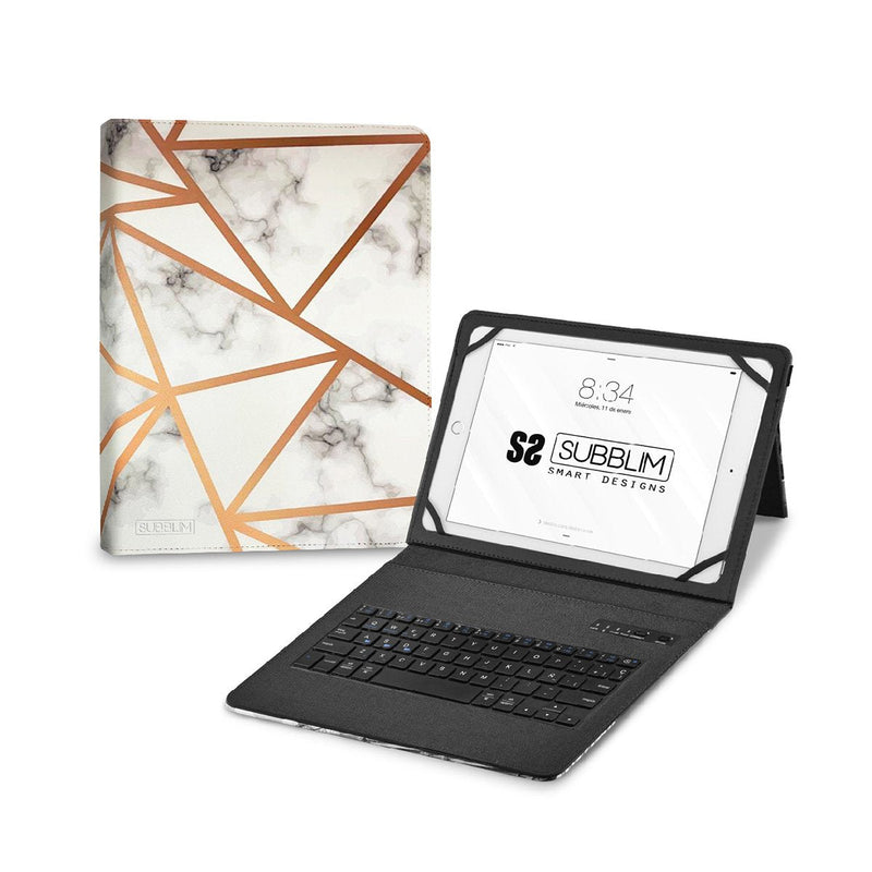 Subblim Case + Keyboard Tablet Keytab Pro Bt Marmol White