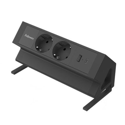 Fellowes Power Strip Desktop 100137182 2 Sockets Power 1 USB 1 USB Type-c Cable 2M Black — image 1