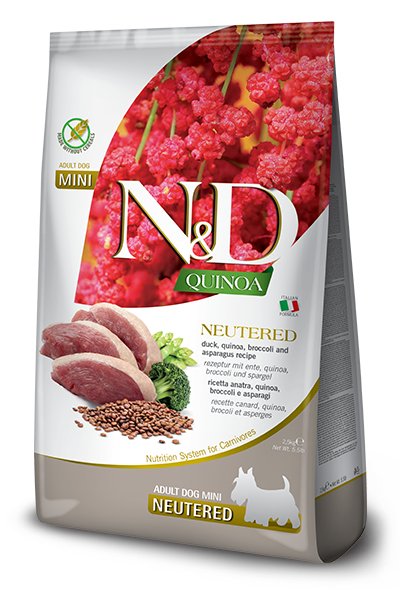 Farmina N&d Quinoa Dog Duck, Broccoli, Asparagus Neutered Adult Mini - Alimento Seco Perros - 2.5KG — image 1