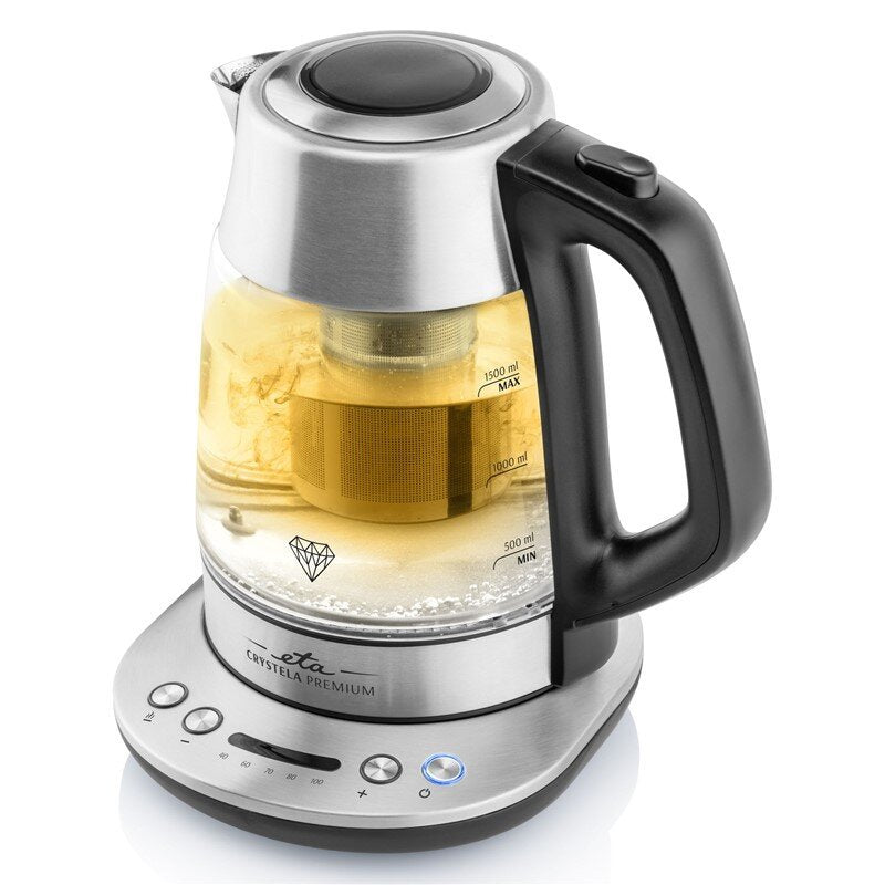 Eta Kettle 915390000 Crystela Premium, Con Controller Eléctrico, Power 2200W, Capacity 1,5 L, Glass Steel Ino