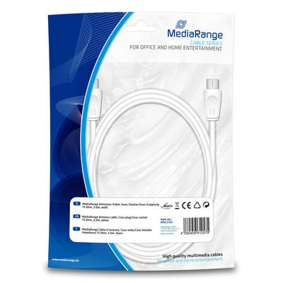 Mediarange Antenen-cable Koax-conector Male/Empalme 75OHM 3.0M We — image 1