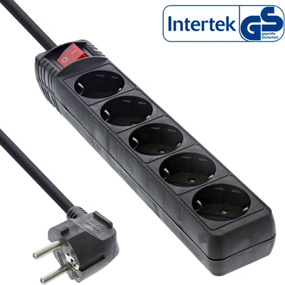 Inline Power Strip Type F 5 Ports With Switch + Seguro Children Black 1.5M — image 1