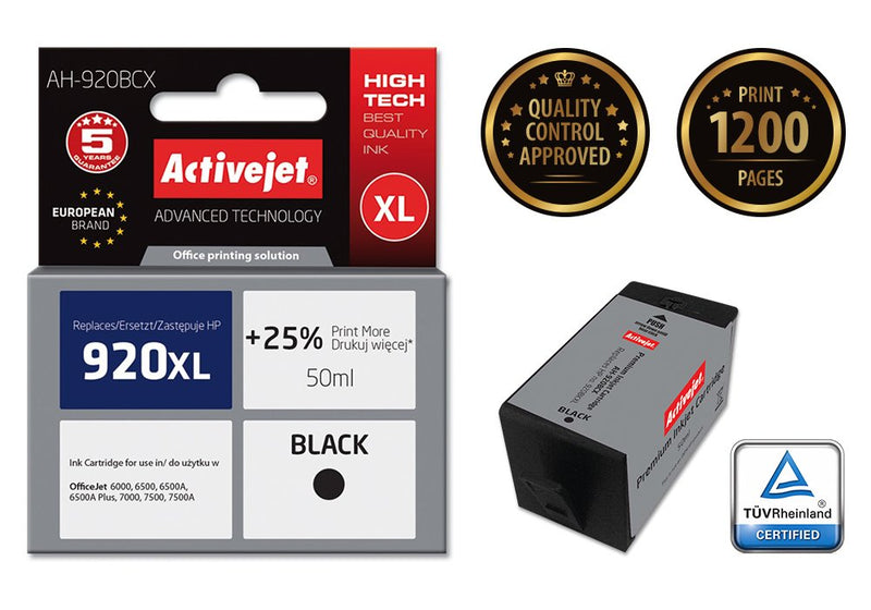 Activejet Ink Ah-920BCX (reemplazo HP 920XL CD975AE - Premium - 50ML - Black