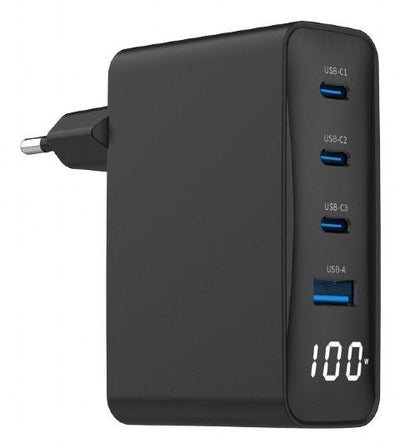 Fast Charger USB GaN 4 Ports And 100W, Lcd, Black — image 1