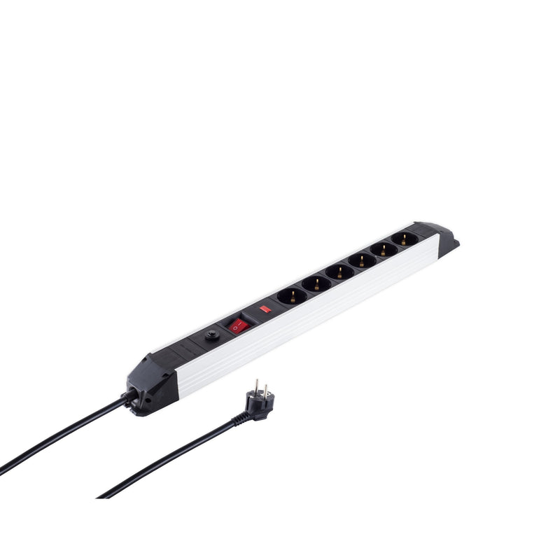 S-impuls Alu Power Strip Plugs 6-VÍAS, Sp, Op, Black