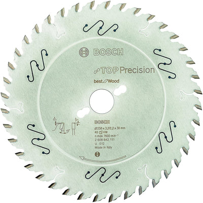 Bosch Hoja Saw Circular Top Precision Best For Wood 250MM X 30MM - 40Z — image 1