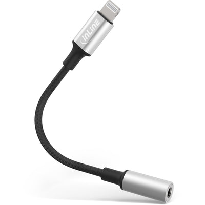 Inline Adapter Audio Lightning , Ipad, Iphone, Ipod, Silver/Black 0,1M With Certificación Mfi — image 1