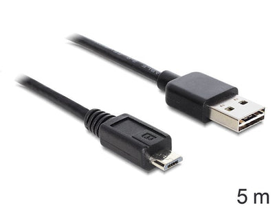 Delock Cable Easy-USB 2.0 Tipo-a - USB 2.0 Micro-b M/M 5M Black — image 1