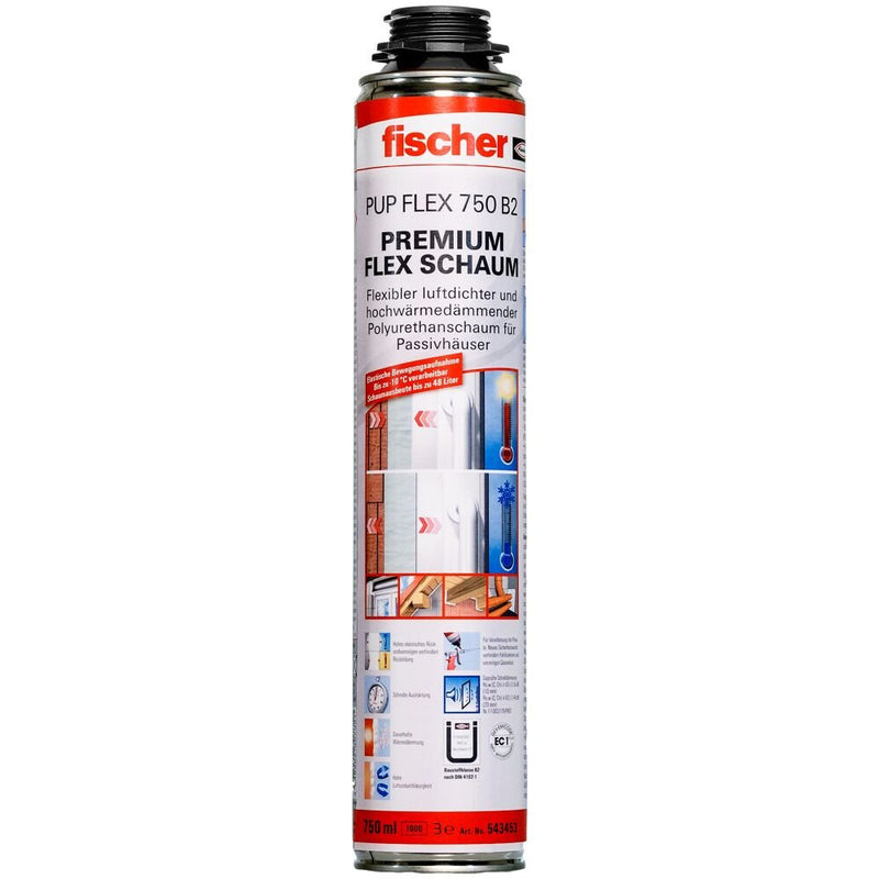 Fischer Pistol Foam Premium Flex Foam Pup Flex 750 B2, Sellador Cream/White 750ML 543453