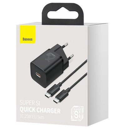 Baseus Wall Charger With USB Cable -c a USB-C TZCCSUP-L01 Super Si 1C 25W Black — image 1