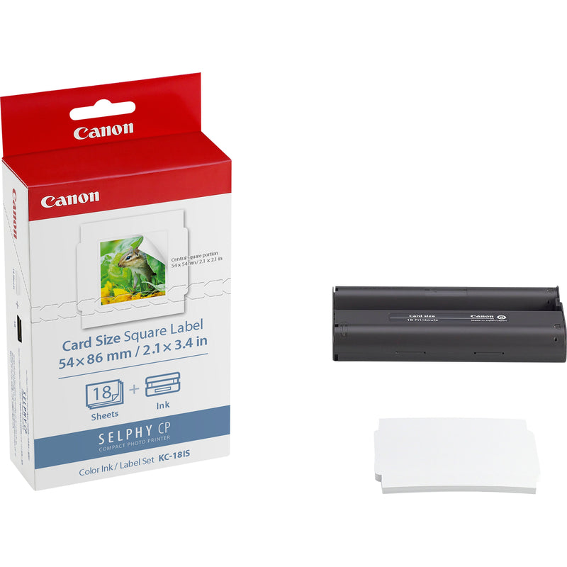 Canon Paper Foto Selphy KC-18IS 54X54 + Ink 18 Adhesivos Cuadrados Series Cp