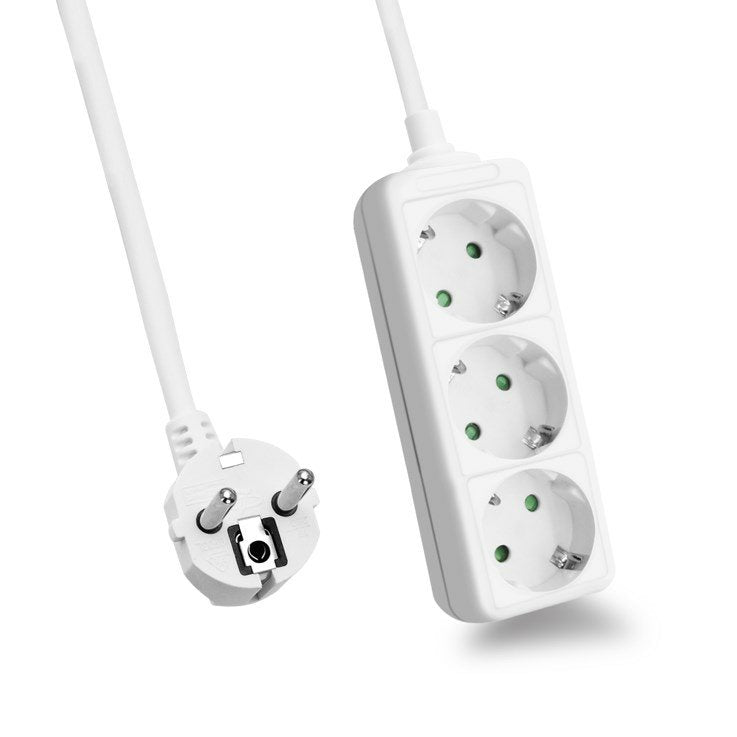 Helos Power Strip Classic, 3 Sockets White 1,5M, Without Switch
