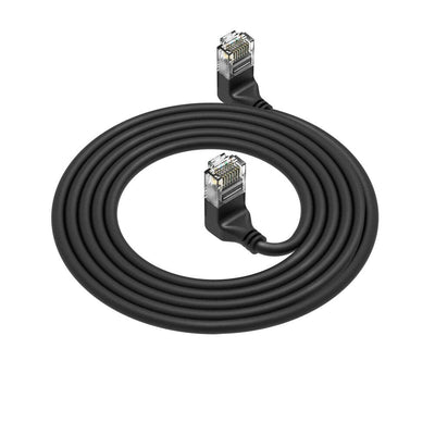 Black 5 Meters U UTP CAT.6A Lszh Slimline Patch Cable With RJ45 Connectors 90° Angled Up To 90° Angled Up — image 1