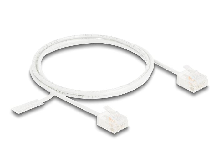 Delock RJ45 Network Cable CAT.6 UTP Ultra Slim 1M White With Kurzen Machon