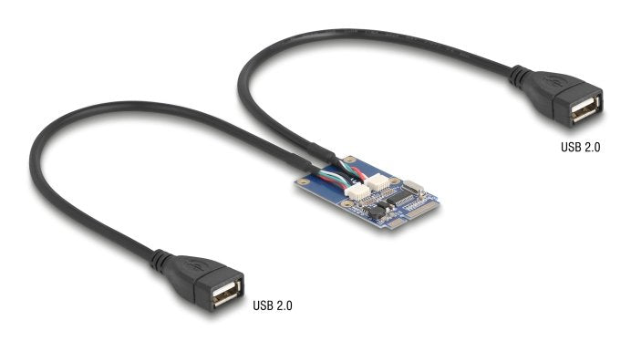 Delock Mini PCIE Adapter Full Size a 2 X USB 2.0 Type a Connector Female 30CM
