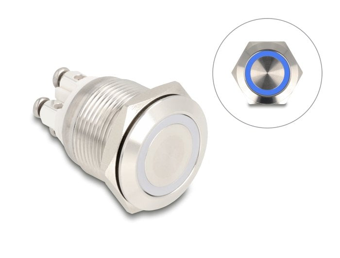 Pulsador Assembly 19MM 4 X Borne Screw LED Blue