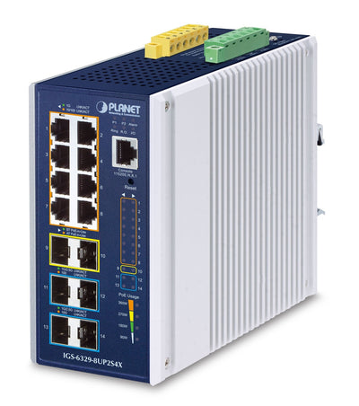 Planet Industrial L3 8-PORT Gestionado Gigabit Ethernet [10/100/1000] Energía Sobre Ethernet [PoE] Aluminium B — image 1