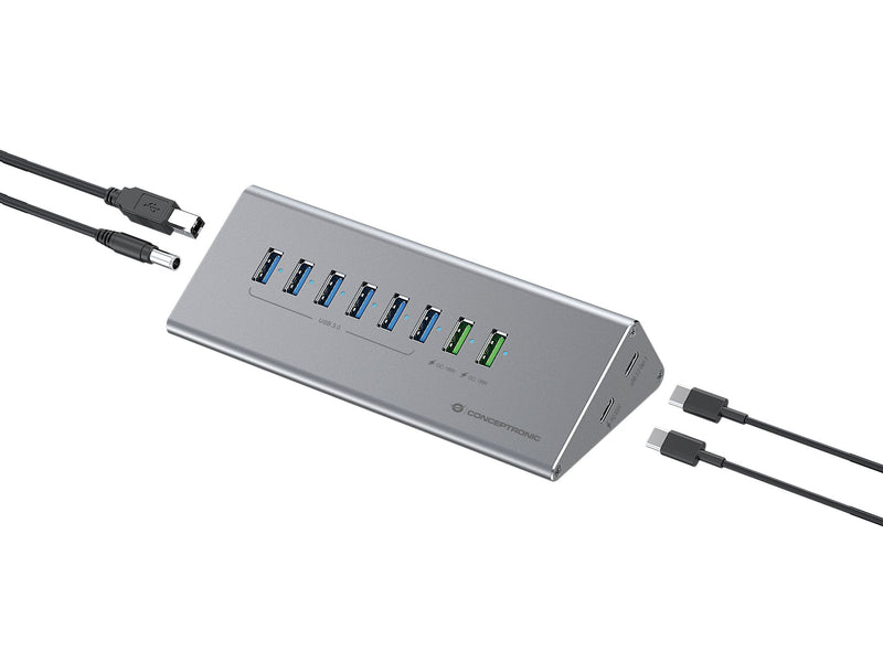 Conceptronic Hub USB - 8x USB-A 60W, 2x USB-C 3.0 Mn Si