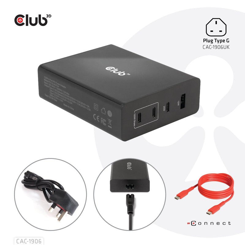 CLUB3D Charger 3x USB Type-c, 1x USB a, Pd 132W Retail
