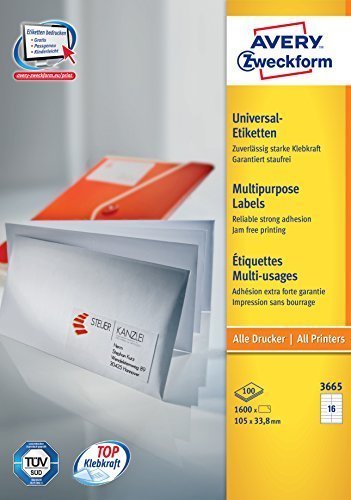 Avery Zweckform Labels 3665 White 105,0 X 33,8MM — image 1