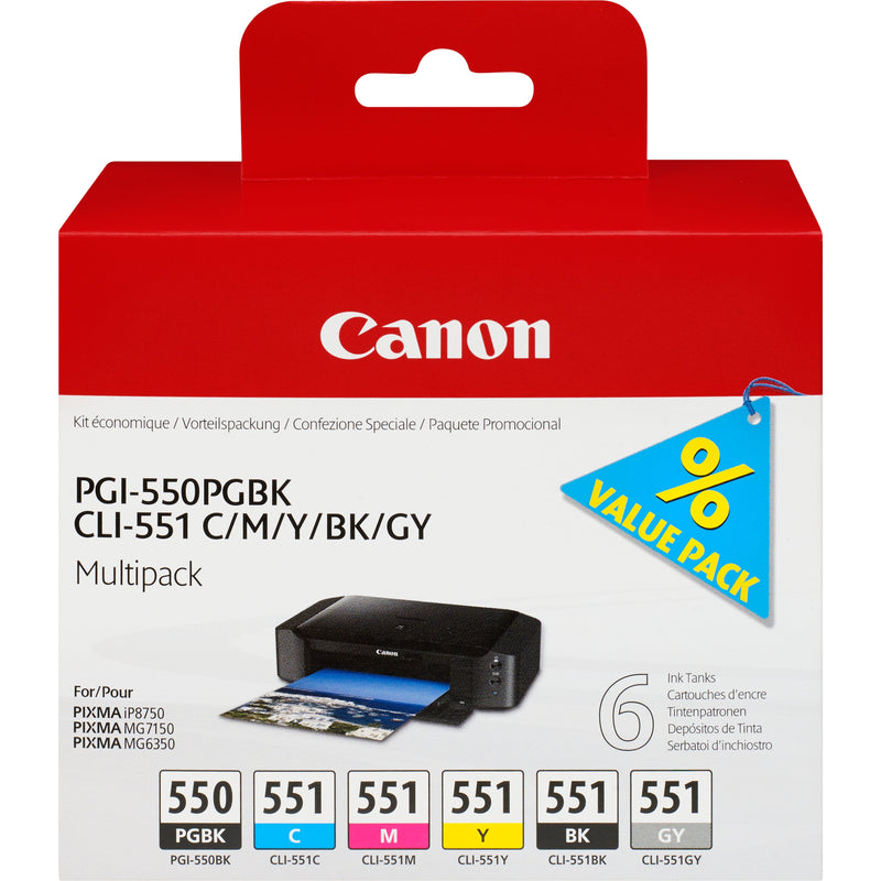Canon PGI-550PGBK + CLI551 (pgbk/C/M/ And /Bk/Gy) Genuine Foto Black Fotos Cyan Fotos Grey Foto Magenta Black