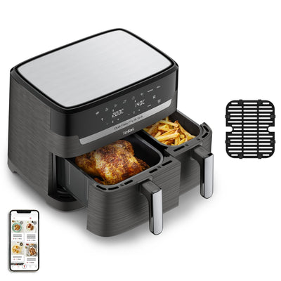Tefal Fryer Air Caliente Double Dual Easy Fry & Grill Black 2.700 Watts 2 Cestos 5,2 Litros + 3,1 Litros EY905 — image 1
