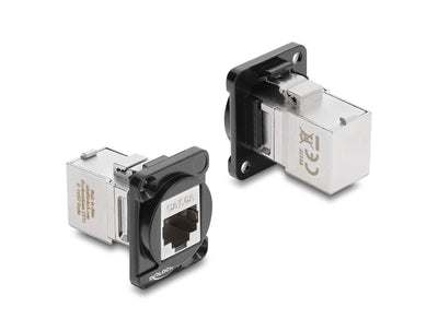 Delock D Type Módulo RJ45 Connector Female a Female 90° Angulado CAT.6A Black Silver — image 1