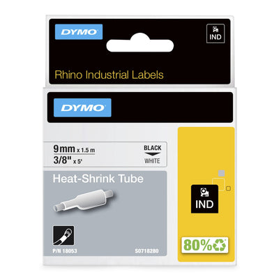 Dymo Rhino Tape ID1-9, Black Sobre White 9MMX1'5M, Tubo Termorretractil (S0718280) — image 1