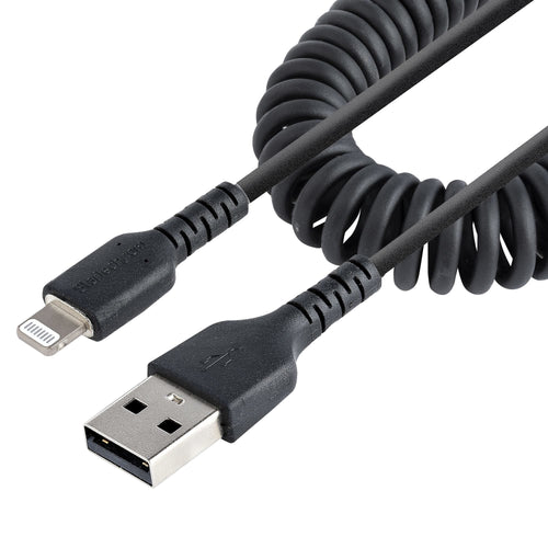 USB To Lightning Cable - 50CM Cabl (20IN) Coiled Cable Black — image 1