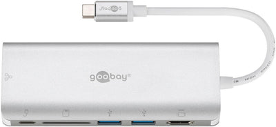 Goobay Hub Adapter Multipuerto USB-C HDMI USB Cr RJ45 Pd Aluminium — image 1