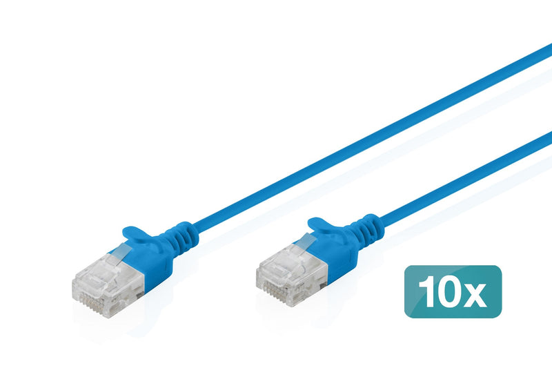 CAT.6 U-UTP Slim Network Cable, 3M, Blue 10 Pcs
