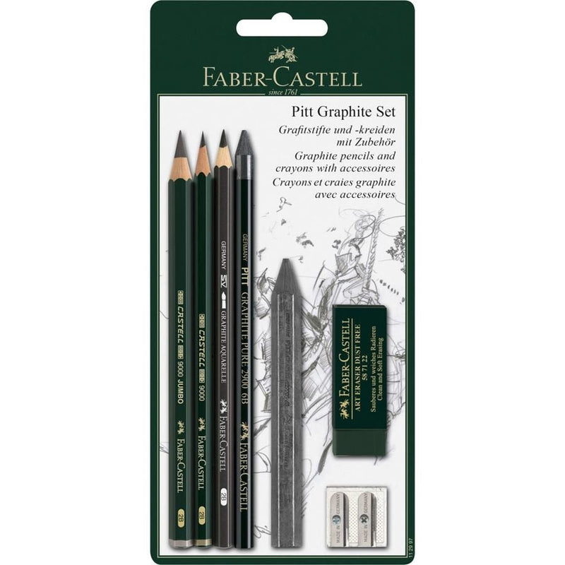 Faber Castell Set Of Dibujo Pitt With Pencils Graphite + Accesorios Blister 7 Pieces