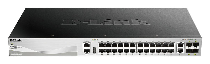Switch Gestionable L3 D-link Stackable DGS-3130-30TS/ And 24P Giga + 2P 10G + 4P 10G Sfp +