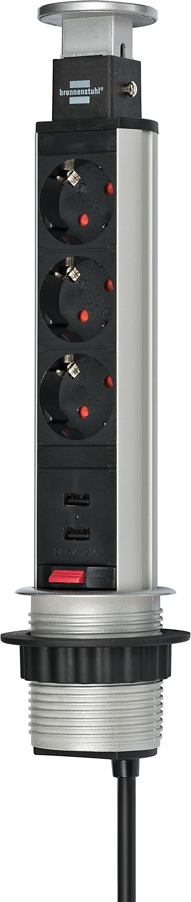 Brennenstuhl 1396200013 Base Múltiple 2M 3 Salidas AC Indoor Aluminium Black