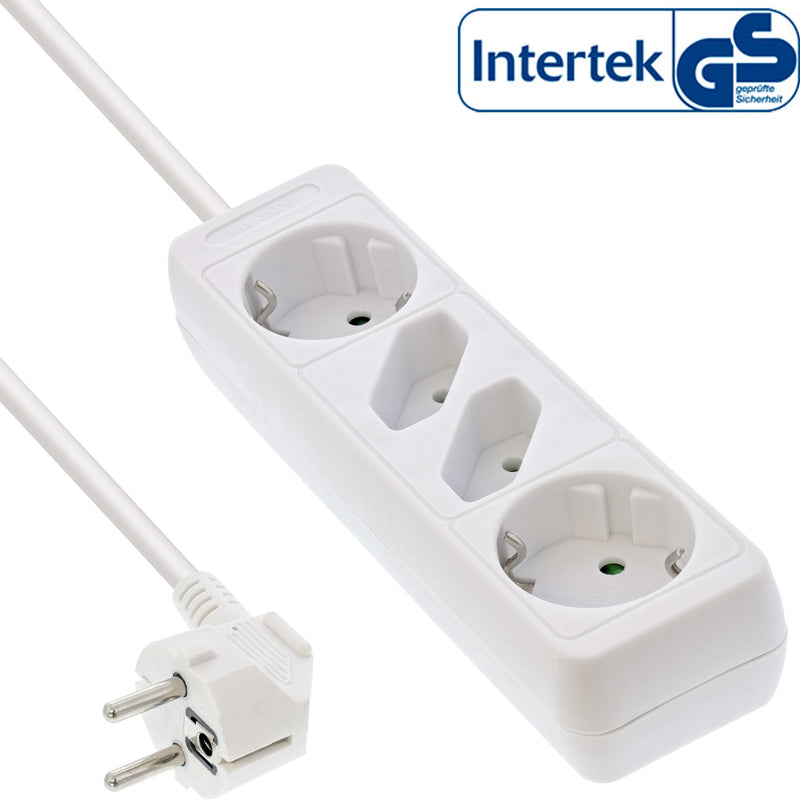 Inline Power Strip 4 Sockets 2X Type F + 2X Euro With Security Children Black 5M