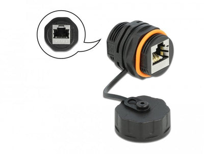 Delock Adapter Outdoor RJ45 Female a RJ45 Female CAT.6A With Cover Bloqueo — image 1