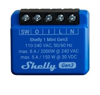 Shelly 1 Mini GEN3, Relé Blue SHELLY_PLUS_1_MINI_G3